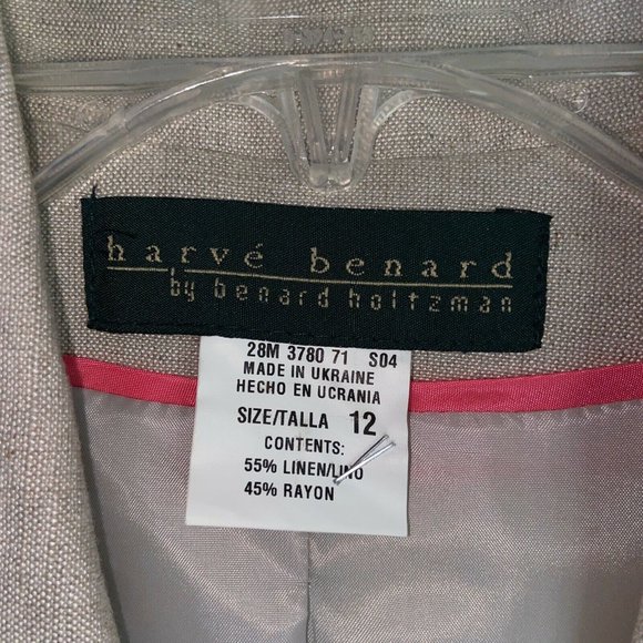 Harve Benard 55% Linen Khaki Sand Jacket Size 12, - Picture 2 of 5